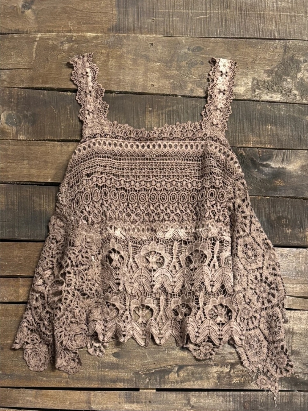 🔥BRAND NEW Forever Timeless Tank - Hazelnut - Crochet Lace Overlay, NEW Color